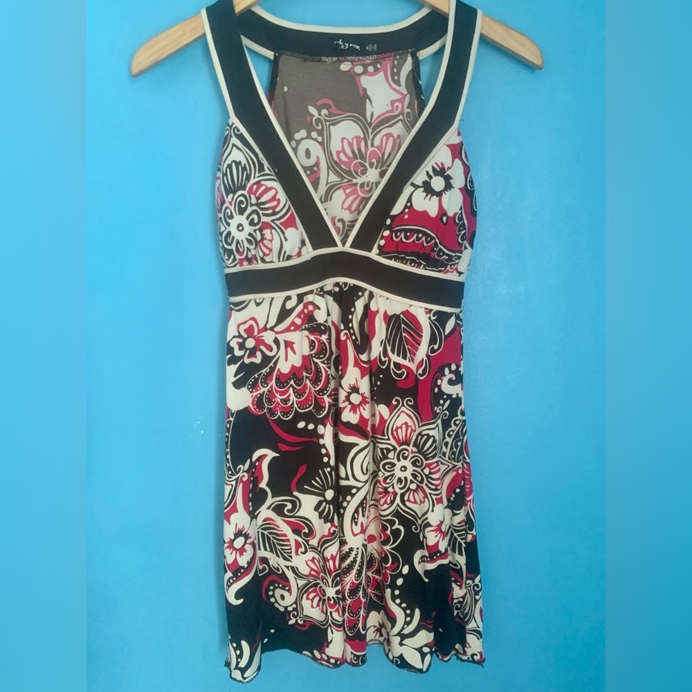 Ruby Rox VTG Floral Print V Neck Jersey Dress Size M
